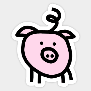 Cute Pink Pig Graphic Art Sticker